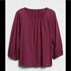 Chic Plum Blouse with Gathered Neckline